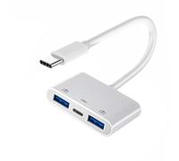 xiwai Hub USB C tipo C a USB 3.0 doble tipo A hembra con adaptador de carga de alimentación PD, extensor USB 3 en 1, compatible con laptop, tableta y teléfono