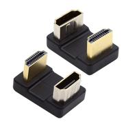 xiwai Lote de 2 Conectores HDMI 1.4 Macho Tipo A a HDMI Hembra, Adaptador de extensión en ángulo de 360 Grados, con Protector de Puerto de Subida y Bajada, en Forma de U opuesta