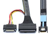 xiwai PCIe 5.0 MCIO 4X Mini Cool Edge IO a U.2 SFF-8639 NVME PCI-Express con cable de alimentación SATA 15P para placa base SSD de 50 cm