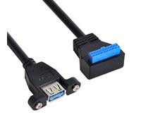 Xiwai USB 3.0 de un solo puerto A hembra tipo tornillo a placa base en ángulo de 20 pines cable de cabecera 90 grados
