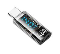 xiwai USB 4.0 Tipo C Pantalla Digital USB-C Macho a Hembra Adaptador de Extensión Funda Transparente 140W Monitor de Voltaje Detector Smart LED Indicador