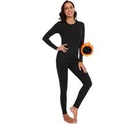 XIWCAFC Conjunto Ropa Interior Térmica Mujer Camiseta Transpirable Manga Larga Pantalón Termico Frio Invierno Set para Frío Invierno Deporte Esqui Montaña (Negro, Talla única)