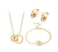 XIWCAFC Conjuntos de Joyas para Mujer y Niñas Números Romanos Circón Acero Inoxidable Chapado en Oro Plata Colgante Collar Pendientes Pulsera Fiesta Boda Nupcial Dama de Honor (oro)