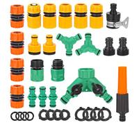 Xixara 35 Piezas Conectores para Manguera de Jardín, Kit de Conector de 1/2 Pulgada, Adaptador Grifo Conectores Manguera Rapido, para Jardines, Casas,Autos, Mascotas