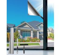 Xixara Vinilos para Cristales Efecto Espejo 45x200cm, Vinilo Adhesivo Cristal con Kit de Montaje, Vinilo Efecto Espejo Ventanas Anti UV Calor Vinilos, Unidireccional Protector, para Hogar, Plata