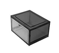 xixi-home Cajas de zapatos Cajas de almacenamiento de zapatos,Caja de plástico transparente para guardar cosas， apilables transparentes, organizadores de almacenamiento (37 x 28 x 22 cm, negro)