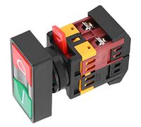 Xixian 220V CA Interruptor de Botón Doble con Indicador Luminoso LED para | Circuito momentáneo NO NC, configurable en rojo y verde, carcasa metálica compacta, compatibilidad con panel de control