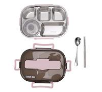 Xixian Box de Acero Inoxidable, Contenedor Térmico de 5 Compartimentos para Almuerzo con Tazón Sopa, Cuchara, Palillos, a Prueba Fugas para Adultos, Niños, Trabajo, Escuela (Rosa)