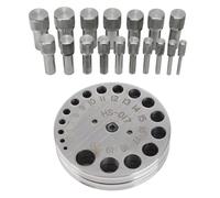 Xixian Juego de Cortadores de Discos Acero 17 Piezas para Fabricación Joyas, Herramienta Perforadora Cuero Metal con Base Plana, Troqueles Redondos 4-20mm para Manualidades DIY