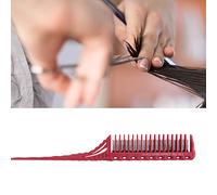 Xixian Peine Ligero para Peinar el Cabello para Salón y Hogar - Dientes de 3 Filas, Antideslizante, Puntiaguda Segura el Cuero Cabelludo (Rojo)