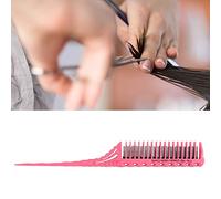 Xixian Peine Ligero para Peinar el Cabello para Salón y Hogar - Dientes de 3 Filas, Antideslizante, Puntiaguda Segura el Cuero Cabelludo (Rosa)