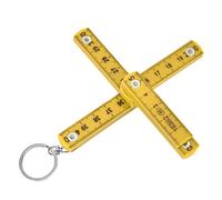 Xixian Regla Plegable de ABS, Herramienta de Medición Plegable Portátil 50cm con Llavero para Colocación Azulejos Carpintería, Proyectos Bricolaje, 2 uds. (Amarillo)