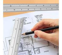 Xixian Regla Triangular de Aluminio para Dibujo Técnico de Precisión | Cuerpo de aleación ligera, escalas claras de 1:20 a 1:125, ideal para arquitectos, ingenieros, carpinteros, herramienta de