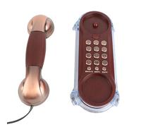 Xixian Teléfono Montado en la Pared Retro de Retro Teléfono Fijo Teléfono de Moda con Textura de Metal y Botones Redondos para Hotel Casero, Diseño Ergonómico, Luz Azul para Llamadas (Color de Cobre)