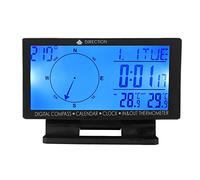Xixian Termómetro Digital para Automóvil CD60 con Pantalla de Temperatura Dual, Hora, Calendario y Brújula