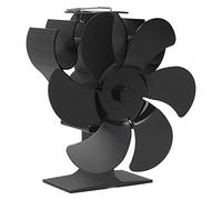 Xixian Ventilador de Estufa de 6 Aspas Accionado por Calor para Chimenea Leña, Circulador Aire Silencioso Aleación Aluminio, Arranque Automático Negro 152mm