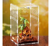 xixibuy Terrario reptiles, Terrario plantas, Terrario insectos, Terrario tortugas de tierra, Caja de alimentación para Reptiles, transparente(acrílico-12*12*20cm)