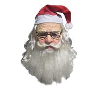XIXIMAON Adult Christmas Santa Beard Wig hat Set Santa Claus Costume Deluxe Latex face Mask Value Realistic Headgear