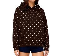 XIXIMAON Sudadera con capucha para mujer, suéter de manga larga, con capucha de lunares con bolsillo, ropa de deporte casual Streetwear otoño invierno, Estampado marrón, S