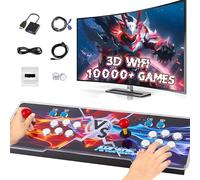 XIXIMENG 10000 en 1 Game Box Consola de Juegos Retro,3D WiFi & Juegos 3D,Consola de Videojuegos con Luz LED de 6 Colores,Pausa/Buscar/Favoritos/Añadir/Ocultar Juego,1280*720P,1-4 Players (Rojo Azul)