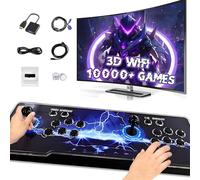 XIXIMENG 10000 en 1 Game Box Consola de Juegos Retro,3D WiFi & Juegos 3D,Consola de Videojuegos con Luz LED de 6 Colores,Pausa/Buscar/Favoritos/Añadir/Ocultar Juego,1280*720P,1-4 Players (Negro)
