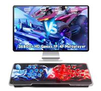 XIXIMENG 36800 en 1 Game Box Consola Retro,6-Luces LED de Color Consolas de Videojuego Retro,Pausa/Buscar/Favoritos/Añadir/Ocultar Juego,1280*720P,Plug & Play,1-4 Player,Joysticks Duales (Azul Rojo)