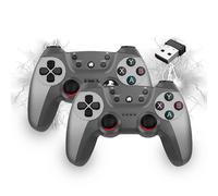 XIXIMENG Mando Inalámbrico USB,Doble Vibración Gamepad Joystick para Linux/Android/Windows/PC/TV, 2.4Ghz Wireless Controlador de batería,Plug and Play Joysticks de efecto Hall (Plata)