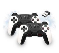 XIXIMENG Mando Inalámbrico USB,Doble Vibración Gamepad Joystick para Linux/Android/Windows/PC/TV, 2.4Ghz Wireless Controlador de batería,Plug and Play Joysticks de efecto Hall (Blanco)