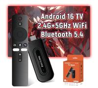 XIXIMENG TV3 PRO Android TV Stick Android 16.0 Stick con control remoto por voz Bluetooth, 2 GB de RAM + 16 GB de ROM, 2.4 G+5G WiFi y Bluetooth 5.4, H313 64 bits Quad Core ARM Cor-tex A53 Smart TV