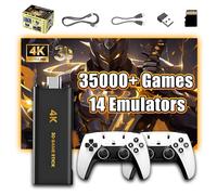 XIXIMENG Upgrade Consola Retro 35000+ Juegos 14 Emuladores 380+ Juegos en 3D,Consola de Juegos Retro Game Stick 4K Ultra HD, WiFi 2,4G+5G,Consola Portatil 64G Plug & Play con mandos inalámbricos 2,4G