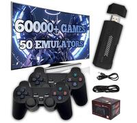 XIXIMENG X2 Plus Consola de Juegos Retro 60000+ Juegos,Game Stick 4K HD,50+ Emuladores Consola Retro con Dos mandos inalámbricos de 2,4 GHz,Consolas Videojuegos Plug and Play para TV (256G)