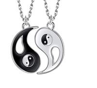 XiXiRan Collar Yin Yang, Collar Ying Yang Acero Inoxidable, Colgantes Hombre Mujer Ying Yang, Colgantes Parejas Amor Novios Yin Yang, Jewelry Puzzle Colgante en Diseño Yin-Yang (2 Piezas)