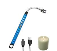 XiXiRan Encendedor Eléctrico USB, Mechero Largo Sin Llama, Arco Recargable Con Cuello Flexible para Velas, Cocina, Camping y Barbacoa - Azul