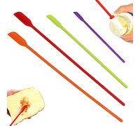 XiXiRan Espátula de Silicona Multicolor - 4 Mini Espátulas, Raspador de Tarro, Última Gota, Mango Largo - para Maquillaje, Belleza y Cocina