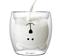 XiXiRan Té con Vidrio de Pared Doble Oso, Tazas de Vidrio Doble, Tazas de Vidrio Transparente, Taza de Café de Vidrio de Doble Pared da 250 ML, Vasos Térmicos de Doble Pared(osito)