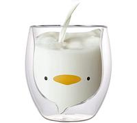 XiXiRan Té con Vidrio de Pared Doble Pato, Tazas de Vidrio Doble, Tazas de Vidrio Transparente, Taza de Café de Vidrio de Doble Pared da 250 ML, Vasos Térmicos de Doble Pared (Pato)