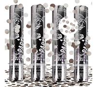 XiXiRan Tubo de Confeti 4PC - Lanzador y Cañón para Eventos (Plata)