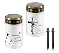 XiXiRan Vela Solar Exterior Cementerio, 2 Piezas Velas de Cementerio LED, Lámpara Solar LED para Tumbas, Velas de Cementerio Impermeable, Lámparas para Tumba con Estaca, Luces LED de Cementerio (A)