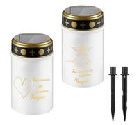 XiXiRan Vela Solar Exterior Cementerio, 2 Piezas Velas de Cementerio LED, Lámpara Solar LED para Tumbas, Velas de Cementerio Impermeable, Lámparas para Tumba con Estaca, Luces LED de Cementerio (B)