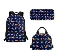xixirimido Juego de 3 mochilas personalizadas para niños y niñas con estuche para lápices, bolsa de almuerzo, Sharks Dot, Talla única, Mochila informal
