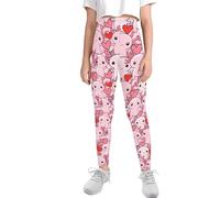 xixirimido Leggings para niñas, pantalones de yoga hasta el tobillo, cintura alta, cómodos, para niños de 4 a 13 años, Strawberry Puppy, 12-13 años
