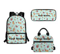 xixirimido Mochila escolar con fiambrera, lápiz, bolsa de libros de 17 pulgadas, correa ajustable, bolsa de almuerzo aislada, Capybara Stawberry, Talla única, Mochila informal