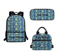 xixirimido Mochila personalizada con nombre para niños y niñas, bolsa para lápices, 3 unidades, para la escuela, Dinosaurio Oh, Talla única, Mochila informal
