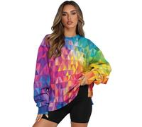 xixirimido Sudadera de gran tamaño para mujer, cuello redondo, sin botones, para otoño, ropa al aire libre con hombros caídos, Negro azteca occidental, XL