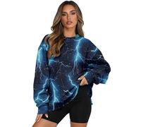 xixirimido Sudadera de gran tamaño para mujer, cuello redondo, sin botones, para otoño, ropa al aire libre con hombros caídos, Rojo azteca occidental, 3XL