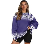 xixirimido Sudadera holgada para mujer, cuello redondo, ropa atlética para uso diario casual y trabajo, Azteca occidental morada, XL