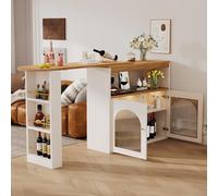 xixiworkshop 138-193X39X105CM Mesa de bar extensible moderna, mesa de comedor extensible con espacio de almacenamiento, mesa alta de bistró, giratoria, para comedor, color blanco