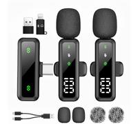 XIXIXIAXIA Micrófono Lavalier inalámbrico con Pantalla LED, micrófonos Lavalier con Clip con reducción de Ruido, para grabación de Video, Tiktok, Youtube, Vlog Podcast Content Creator (Negro)
