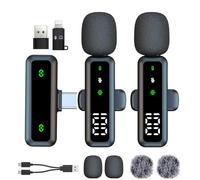 XIXIXIAXIA Micrófono Lavalier inalámbrico con Pantalla LED, micrófonos Lavalier con Clip con reducción de Ruido, para grabación de Video, Tiktok, Youtube, Vlog Podcast Content Creator (Negro)