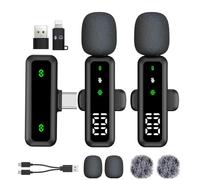 XIXIXIAXIA Micrófono Lavalier inalámbrico con Pantalla LED, micrófonos Lavalier con Clip con reducción de Ruido, para grabación de Video, Tiktok, Youtube, Vlog Podcast Content Creator (Negro)